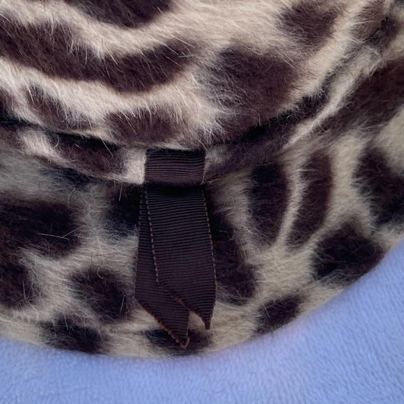 Vintage 1950’s Faux Fur Felt Georgette Leopard Print Hat One Size - Picture 3 of 11